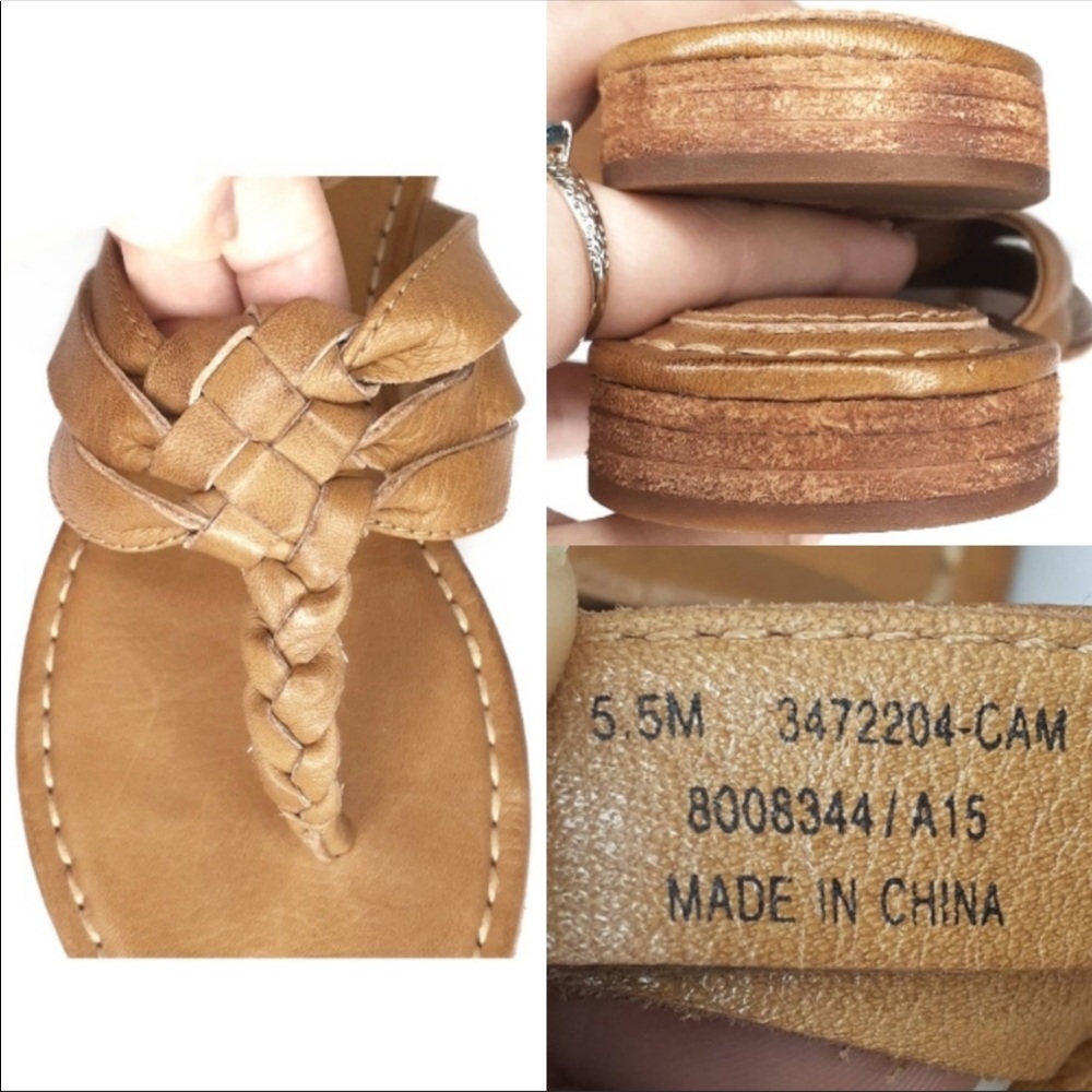 Frye Carson Twist Brown Leather Flip Flop Sandals